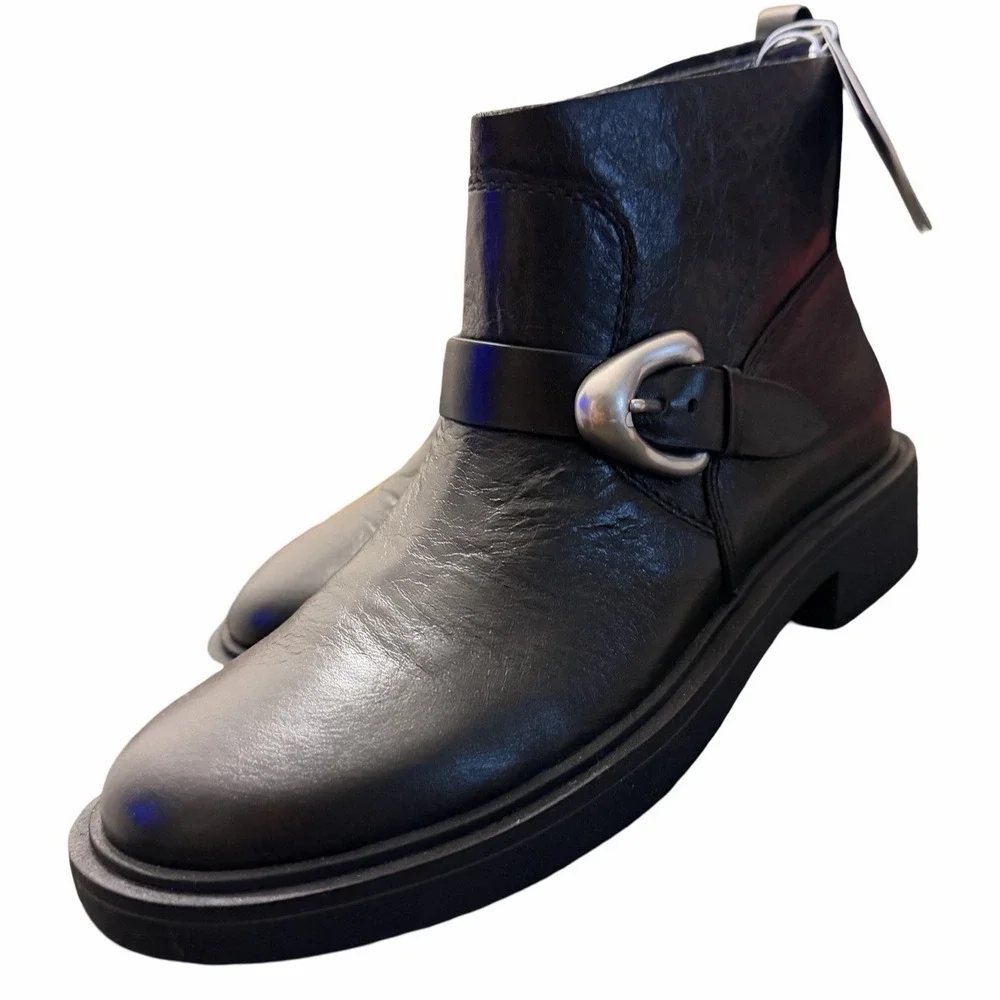 NEW Aerosoles Women's Leather Gill Ankle Boot Black Size 9M